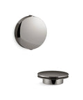 Clean Cut Contemporary Tub Drain Trim Kit Featuring A Slick Rotary Handle And Premium Vibrant Titanium Finish top and base view