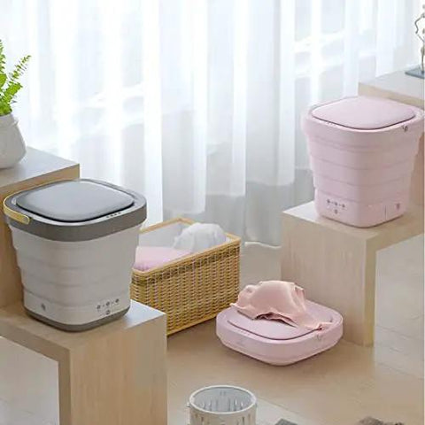 Total Game Changer Portable Mini Washing Machine With Foldaway Compact Build For Grabbing Laundry On The Fly Lightweight Gray Automatic Clothes Washer.