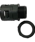 Cable Gland Tube Connector For Corrugated Conduits Black AD25 Fittings With M25x1.5 Thread Screw In Joint, side view