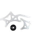 Beefed Up Transmission And Engine Mount Bracket Kit For Driver Side Alternator And Power Steering Pump Bolt On Replacement Fits Truck And SUV 1999 2014 LS Series Engines Suitable For Many LS Vehicles, silver aluminum bracket and pulley