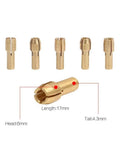 10 Piece Brass Collet Set For Dremel Rotary Tools Fits 0.5mm To 3.2mm Bits And 1/8 Inch Shank shown with dimensions
