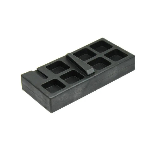 Rock Solid Heavy Duty Vise Support Blocks Reinforced Nylon Polymer for auto repairs, pack of two, showing one block with grooves.