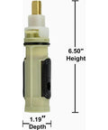 Replacement Moen Posi Temp Cartridge for tub and shower faucets, 6.50" height, 1.19" depth, durable plastic build, white finish.
