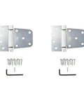 Rock Solid Heavy Duty Self Closing Gate Hinge With Zinc Plated Steel Bearing Core, includes screws and Allen wrench for installation.