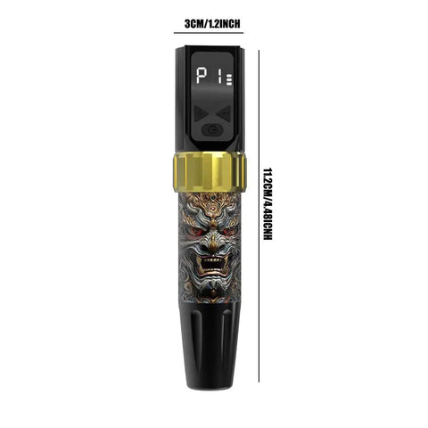 Wireless Tattoo Pen Kit For Beginners with 10 needles, ornate design, measuring 11.2cm high and 3cm wide