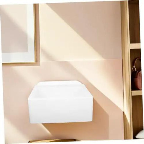Wall-Mounted Bathroom Sink - Space-Saving Plastic Wash Basin for Small Restrooms, No-Drill Installat, Modern Minimalist Vani for Rentals & Shower Rooms in minimalist setting.