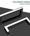 5 Pack Polished Chrome Cabinet Pulls Solid Zinc Alloy Drawer Pulls Square Bar Kitchen Cupboard Handles For 5 Inch Center Hole