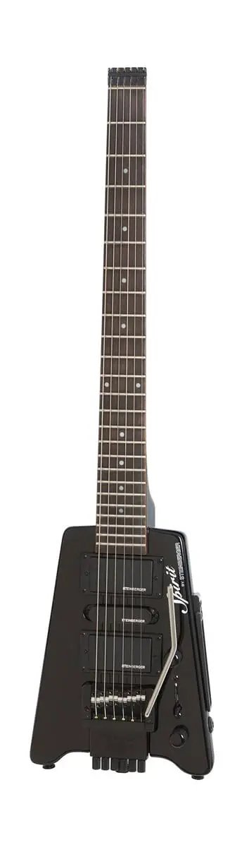 Spirit GT Pro Deluxe Black Electric Guitar With Gig Bag Maple Body Locking Tremolo R Trem System Humbucker Neck Pickup And Single Coil Middle Pickup Lightweight Built For Stage Ready Studio And Street Jams, black headless electric guitar with gig bag and maple body