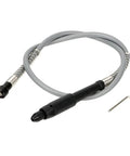 Solid Grip Flexible Shaft Handle Grinder Attachment With Smooth Soft Bend Cable And Compact Precision Drill Chuck showing a flexible gray shaft with black rubber handle.