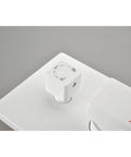 Close-up of control knob for Shower System with Waterfall Rainfall and Handheld, featuring directional icons.