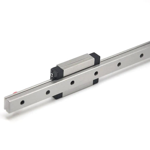 150mm MGN12 Linear Rail Guide With Black MGN12H Carriage Block For 3D Printers And CNC Machines Beefy Motion Kit With Red Rubber Stoppers And Spare Balls. Silver rail with black carriage block and red stopper for 3D printer or CNC motion