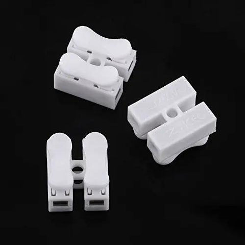 Heavy Duty 100 Piece Two Pin Push Wire Terminal Block Kit 10A 220V White Spring Clamp Quick Wire Connector, flame retardant