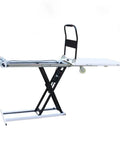 Heavy Duty Electric Lifting Elevator Mobile Lift Truck Folding Flatbed Cart For Warehouse Freight Handcart Easy Storage In Trunk, side view with open platform.
