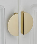 Half Moon Cabinet Pulls Four Pack Semicircle Drawer Handles With 2.52 Inch Hole Spacing And Elegant Gold Finish Edge Pulls for kitchen