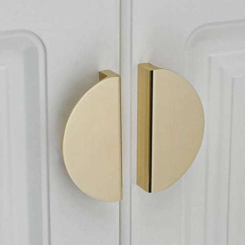 Half Moon Cabinet Pulls Four Pack Semicircle Drawer Handles With 2.52 Inch Hole Spacing And Elegant Gold Finish Edge Pulls for kitchen