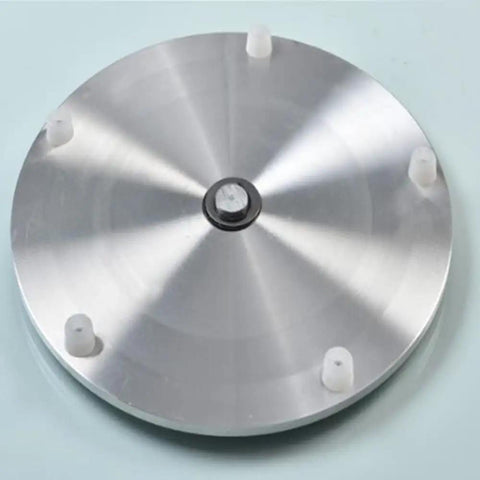 Bottom view of 8mm Tempered Glass Lazy Susan Turntable Serving Tray For Restaurants And Banquets Rotating Tabletop with metal base