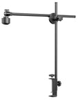 LightBurn camera kit for laser engravers with adjustable vertical stand and horizontal arm, gray metal.