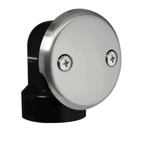One And A Half Inch Bath Waste And Overflow Kit With Tip-Toe Push-To-Close Drain Plug, Satin Nickel Two-Hole Faceplate