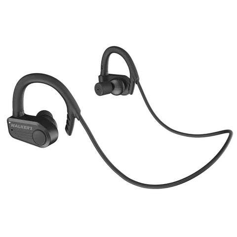 Shooting Ear And Hearing Protection Wireless Bluetooth Earbuds With ATACS Tech featuring around-the-ear hooks and neck strap
