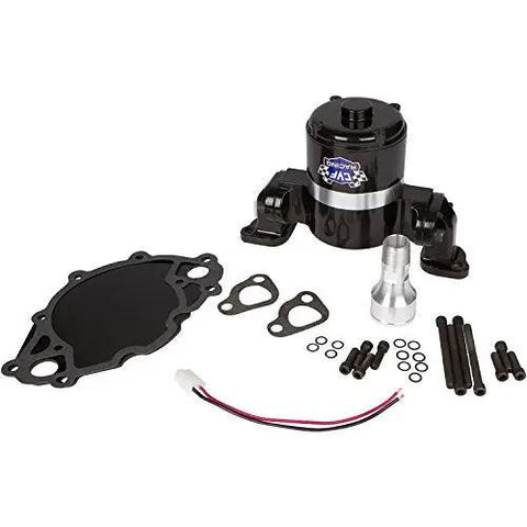 Heavy Duty Electric Water Pump For Ford Big Block 429 460 V8 35 GPM 12 Volt Sleek Black Aluminum Direct Drop Swap Kit components view