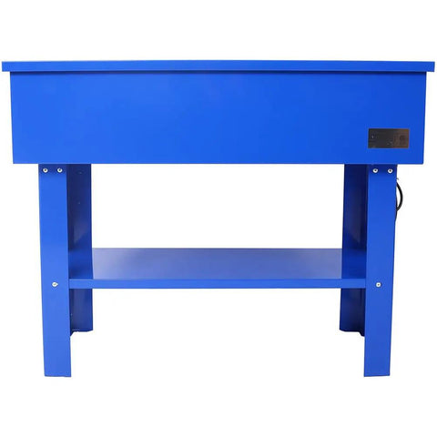 Forty Gallon Heavy Duty Parts Washer With Electric Pump And Removable Shelf, Built Tough Steel Solvent Tank with side view.