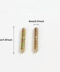20 Piece Heavy Duty Double End Dowel Screws Iron Threaded Wood Connecting Bolts For Furniture Assembly And Woodworking Projects Tough As Nails Bulletproof Hold 8X60mm Hardware Set displayed with measurements