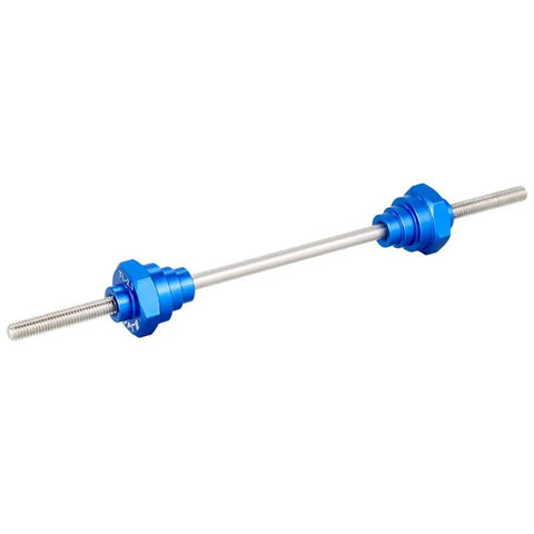 Bicycle Wheel Truing Stand Thru Axle Adapter For 12mm 15mm 20mm Freehub Tool Durable Hardened Steel Fits Any Wheel Truing Stand No Fuss Alignment Accessory, blue aluminum body.