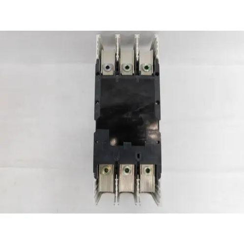 Rock Solid Thermal Magnetic Circuit Breaker Three Pole Five Hundred Amps Six Hundred VAC Two Hundred Fifty VDC Din Rail And Panel Mount Easy Install For Tight Spaces top view showing terminals and housing.