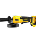 Rock Solid 20V Max Brushless Cordless Angle Grinder With 4 Inch Guard and responsive paddle switch, ideal for demolition.
