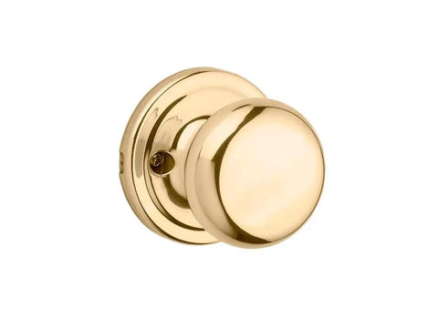Juno Dummy Door Knob No Turning Interior Single Sided Push Pull Handle For Closets And French Double Doors Pantry Polished Brass Easy DIY Install Including All Hardware polished brass dummy knob, front view