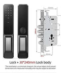 Zero Hassle Smart Door Lock Featuring Fingerprint Scan And Numeric Password Keyless Entry Automatic Electronic Deadbolt App Managed For Heavy Duty Home Security Setup with dimensions.