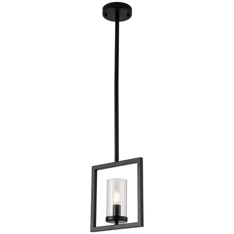 Modern Black Mini Pendant Lights Three Pack With Square Metal Frame And Glass Shade Industrial Hanging Ceiling Chandeliers
