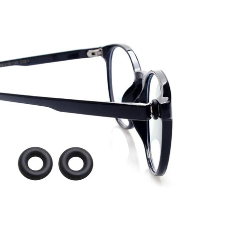 Five Pair Eyeglass Hinge Tightener Rings With Precision Driver To Lock Your Specs Down And Stop Constant Slipping Durable Silicone Anti Slip Sleeve Kit Fixes Loose Frames Snug Prevents Annoying Fidgeting And Keeps Spectacles Secure with dark eyewear and silicone rings.