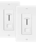 Two Pack White Dimmer Light Switch 3 Way And Single Pole, 600W Incandescent Max, 150W Dimmable LED Compatible, wall plate
