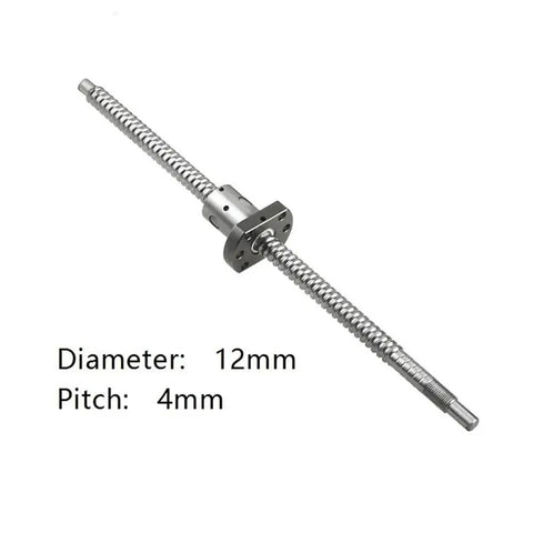 12Mm SFU1204 Ball Screw Kit With Solid Steel Construction And BK10 BF10 Bearing Supports For Smooth CNC Precision Machining and High Speed Drilling Projects, showing 12mm diameter screw and 4mm pitch.