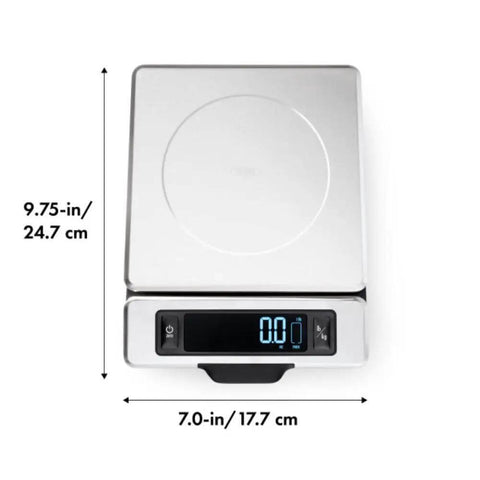 Stainless Steel Kitchen Scale With Pull Out Display, 11 Pound Capacity, No-Fuss Tare Function, Big Digital Readout, Removable Platform