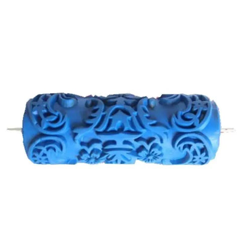 Interchangeable blue texture roller for The OG Decorative Texture Paint Roller With Interchangeable Pattern Design Imprint Brush.