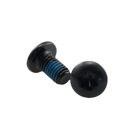 Close-up of two black alloy screws with Torx T25 head, part of Disc Brake Rotor Bolts Set Go-To for Mountain Bikes, 50Pcs Kit.