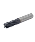 Front view of roughing end mill, JESTUOUS HSS square-nose, 4-flute, 1/2 in shank, 1-1/4 in flute length