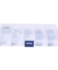 Top Picks 304 Stainless Steel Retaining Rings Set With Durable E-Type Fasteners For Home And Projects, Sizes From One Point Two To Fifteen Millimeters Heavy Duty Hardware Kit in a clear storage container.