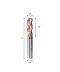3 Flute Half Inch Square End Mill TiSiN Coated Milling Cutter HRC55 For Aluminum And Copper Beefed Up Heavy Duty Half Inch Shank
