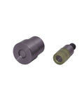 Rivet Setting Mold And Punch Die Set 6mm 9mm for heavy duty hand press, carbon steel and rubber, front view of molds