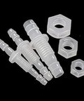 JoyTube 3/8-in hose barb bulkhead fittings, plastic with nuts and washers, 2-pack