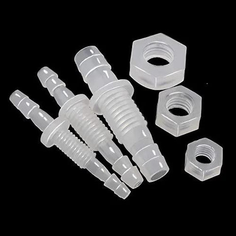 JoyTube 3/8-in hose barb bulkhead fittings, plastic with nuts and washers, 2-pack