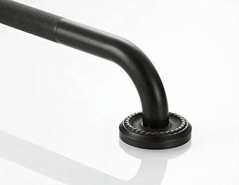 Close-up view of Rock Solid 12 Inch Grab Bar Hella Secure Non Slip Handle Oil Rubbed Bronze Heavy Duty Safety Support Rail for tub.