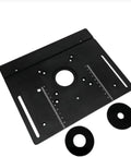 Heavy Duty Aluminum Router Table Insert Plate Provides Dead On Precision For Your Woodworking Setup 240 X 200mm black base with etched markings.