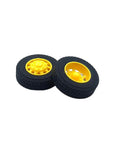 4 Pack RC Car Wheels With Rubber Tires And Round Rod Shafts Axles For RC Truck And Robot DIY Model Replacement Parts, close view