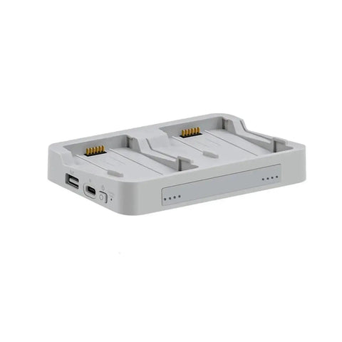 Flip Drone Dual Battery Charging Hub 2-Way Power Bank Charger Station, compact design, ports visible, for drone accessories.