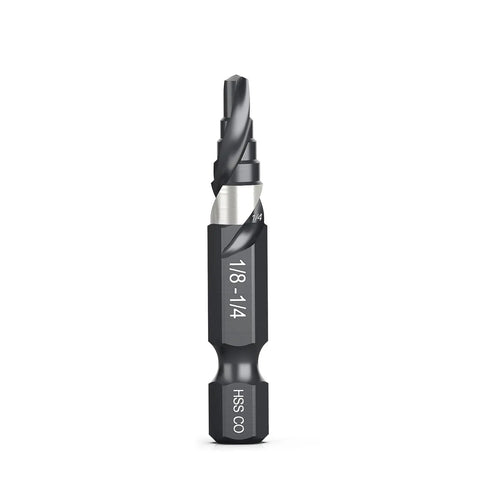 Built Tough M35 Cobalt Spiral Flute Step Drill Bit With One Quarter Inch Shank Single Size HSS Step Bit For Metal Wood Plastic