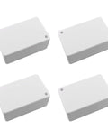 4 Pack Premium White Electrical Junction Box Enclosures Built Different With Legit Weatherproof Abs Plastic stacked neatly.